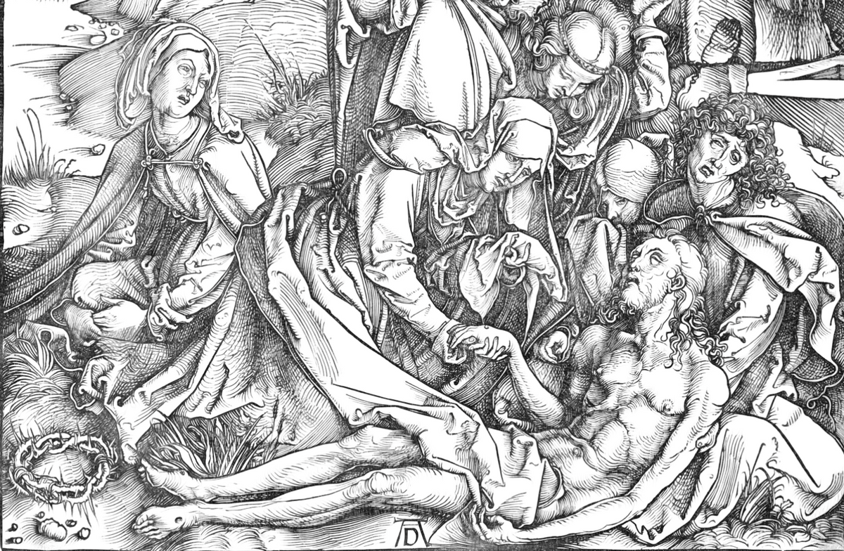 The Lamentation of Christ (16th Century) by Albrecht Dürer - Bible Coloring Page