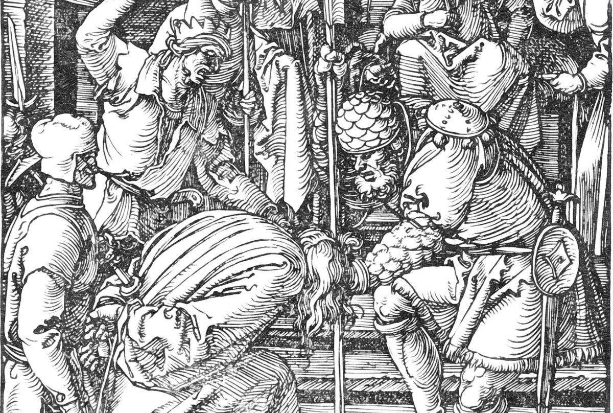 Christ Before Annas (1509-1511) by Albrecht Dürer - Bible Coloring Page