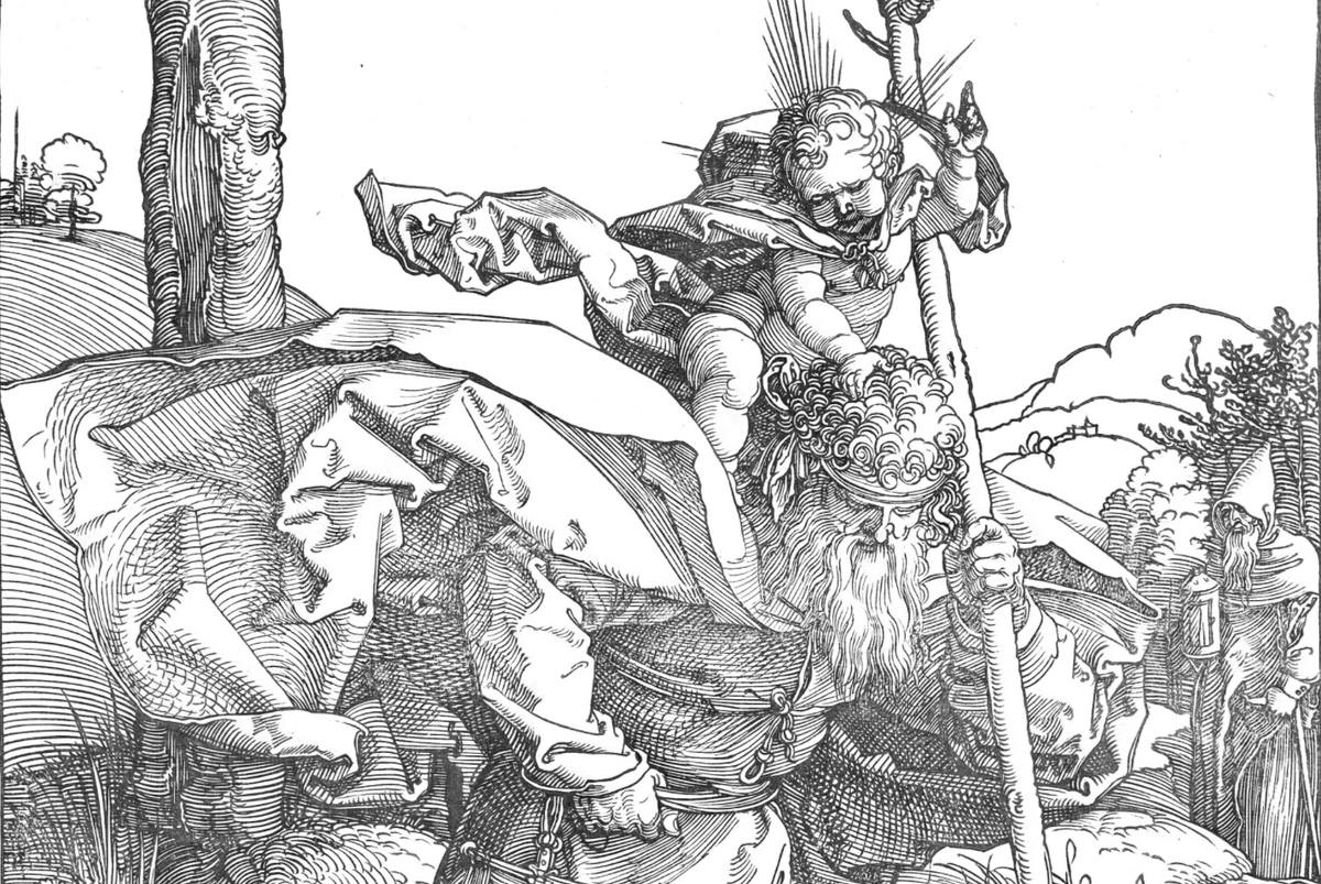 Saint Christopher (1511) by Albrecht Dürer - Catholic Coloring Page