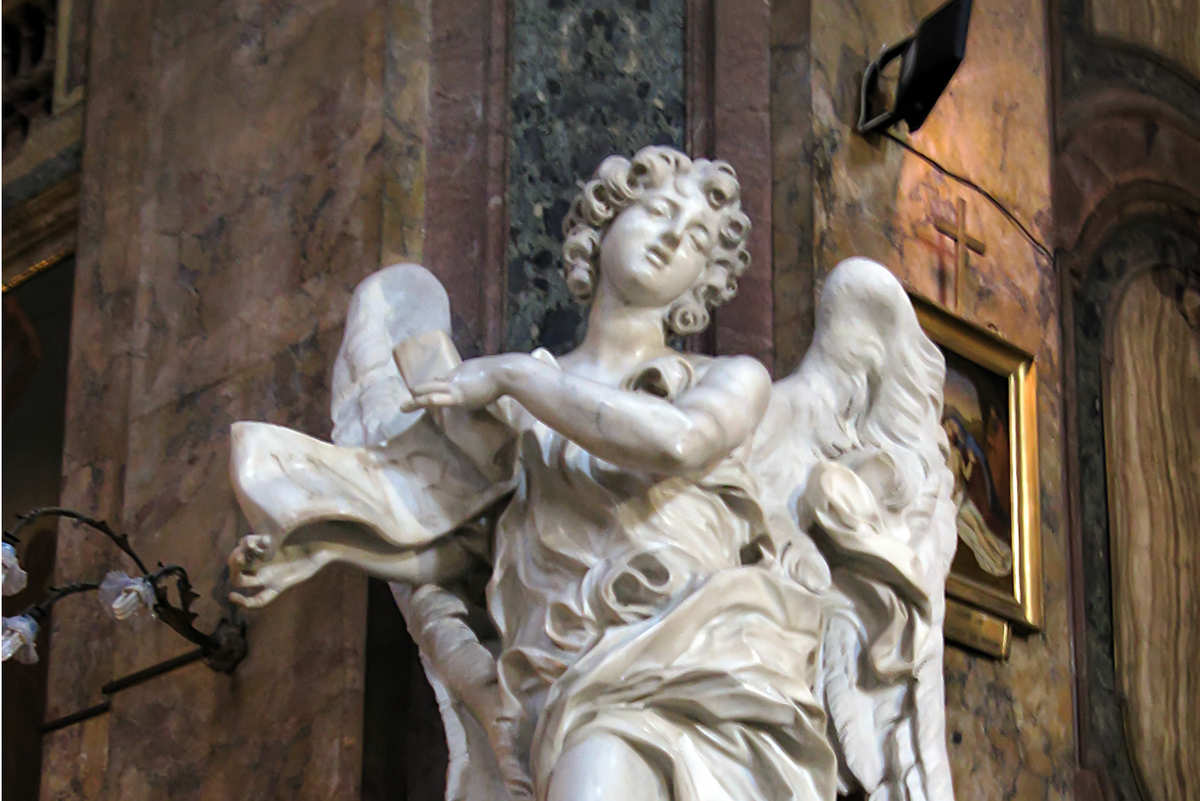 Angel with the Superscription Statue (1667) by Bernini - Catholic Stock Photo
