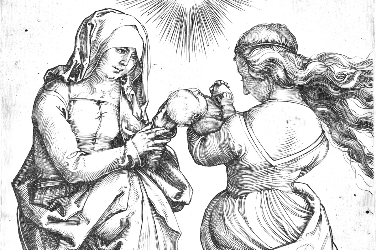 The Virgin and Child with Saint Anne (1500) by Albrecht Dürer - Catholic Coloring Page