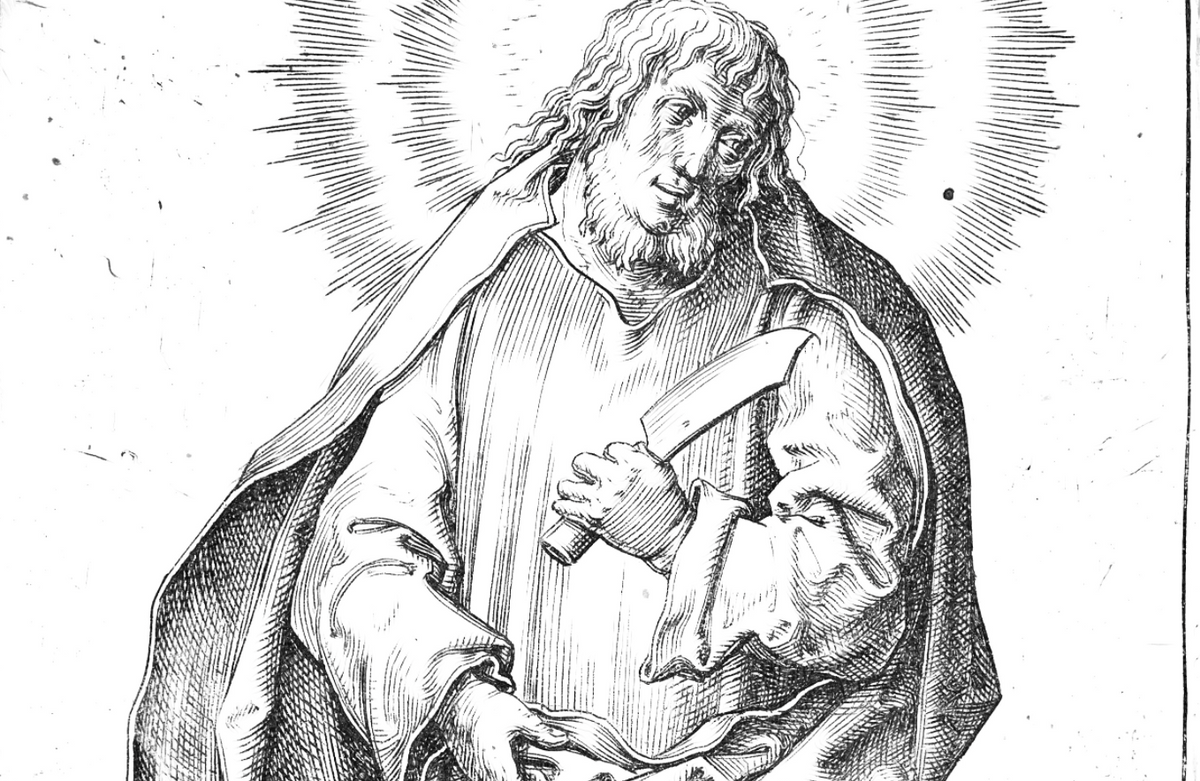 St. Bartholomew (1510) by Lucas Huygensz van Leyden - Catholic Coloring Page