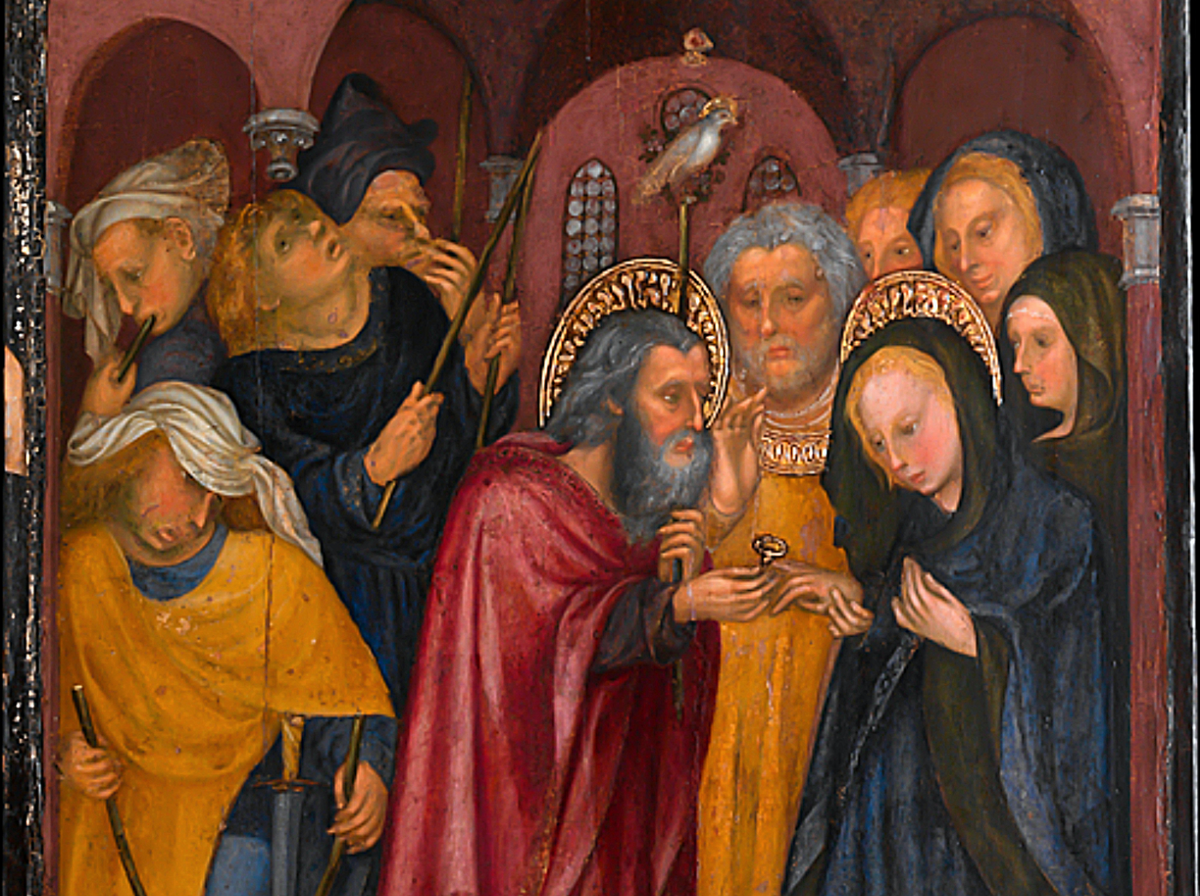 The Marriage of the Virgin (1435) by Michelino da Besozzo - Public Domain Catholic Painting