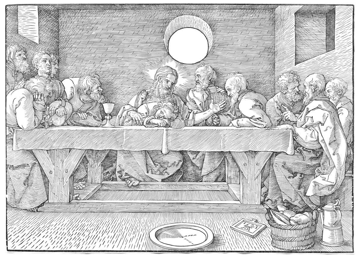 The Last Supper (1523) by Albrecht Dürer - Bible Coloring Page