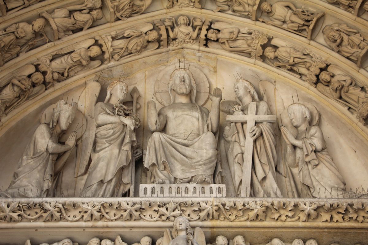 Christ and the Last Judgement Sculpture by Geoffroy-Dechaume (Paris, France) - Catholic Stock Photo
