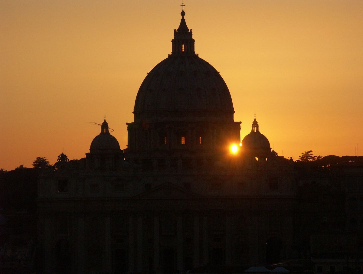 Silhouette of St. Peter's Basilica at Sundown (Vatican) - Catholic Stock Photo