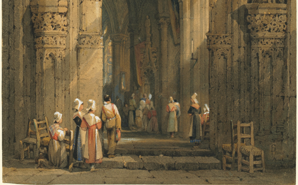 Interior of a Cathedral (1820s) by Samuel Prout - Public Domain Catholic Painting