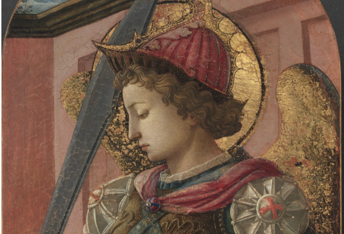 Panel from a Triptych: The Archangel Michael (1458) by Filippo Lippi - Public Domain Catholic Painting