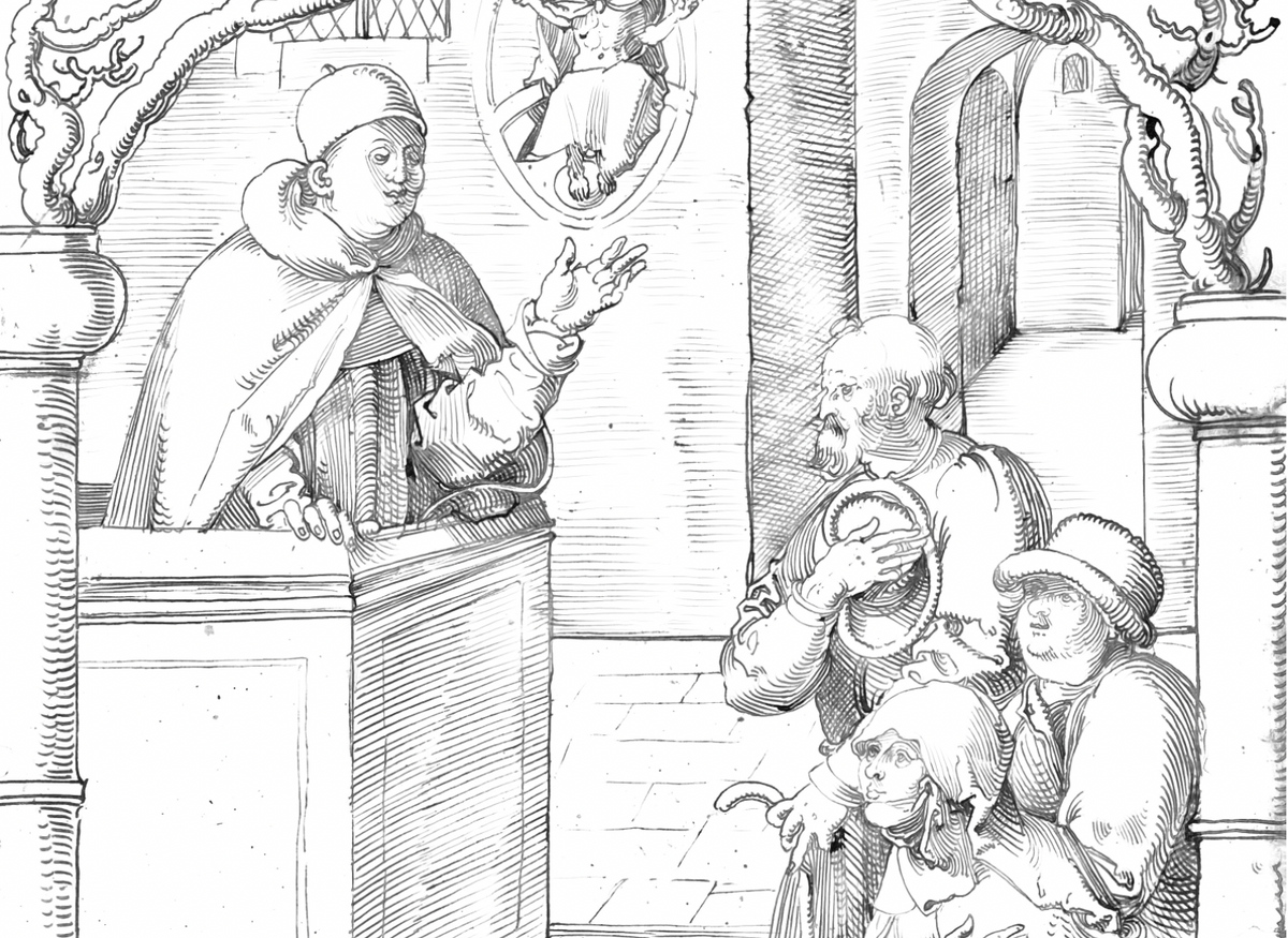 A Monk Preaching (1505) by Hans Baldung Grien - Catholic Coloring Page