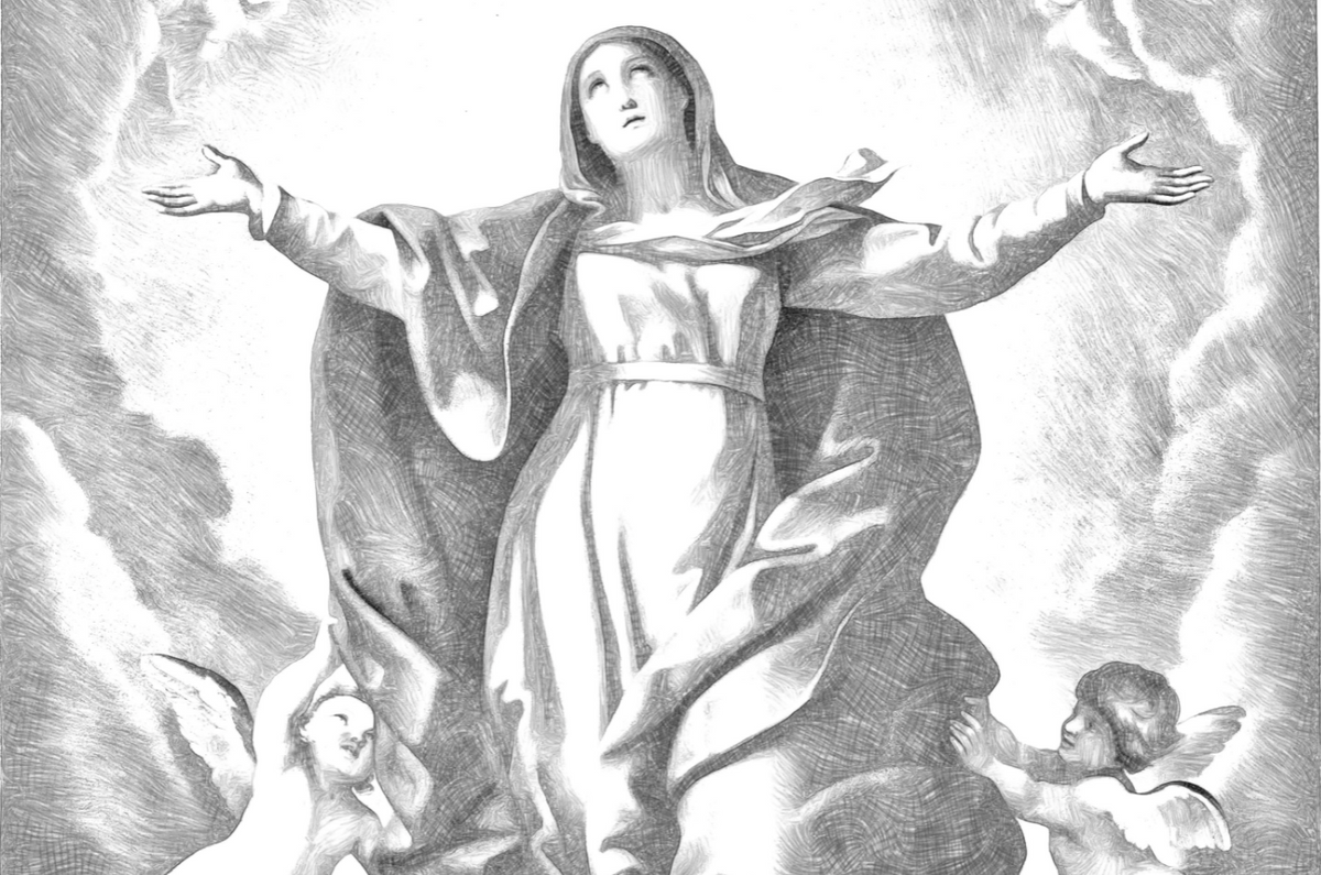 Assumption of Mary by Guido Reni - Catholic Coloring Page