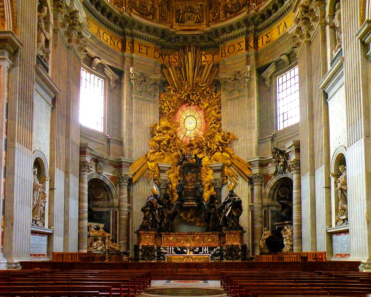 The Chair of Saint Peter in Saint Peter's Basilica (Vatican) - Catholic Stock Photo