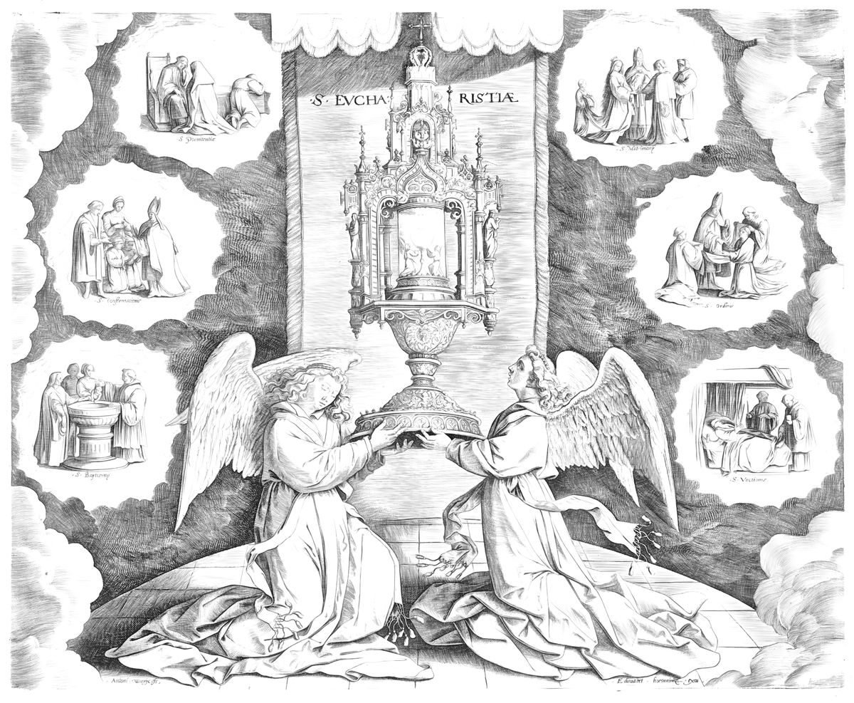 The Seven Sacraments (16th Century) by Antonie Wierix the Younger - Catholic Coloring Page