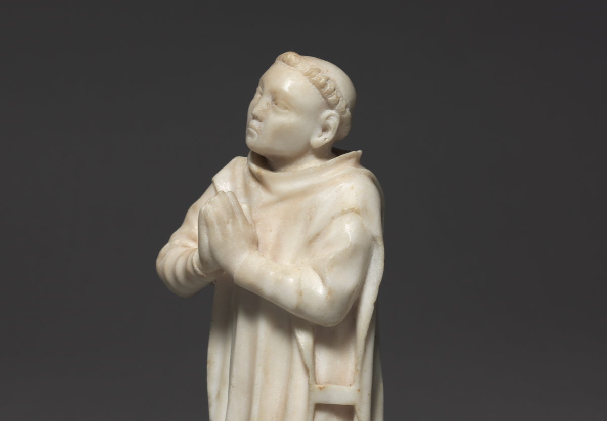 Kneeling Carthusian Monk Statue (1380-1400, France) - Catholic Stock Photo