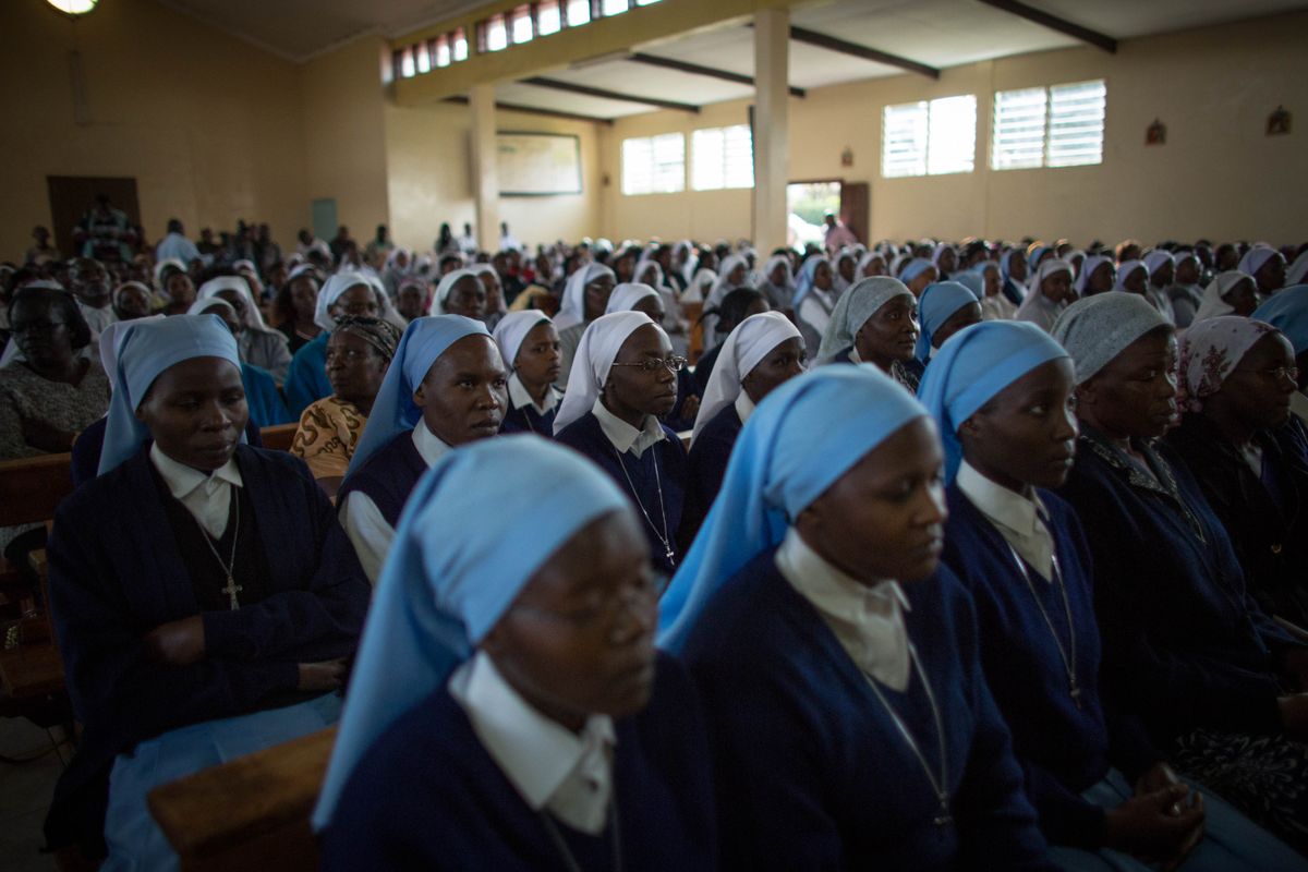 Kenyan Nuns Inside a Church - Catholic Stock Photo