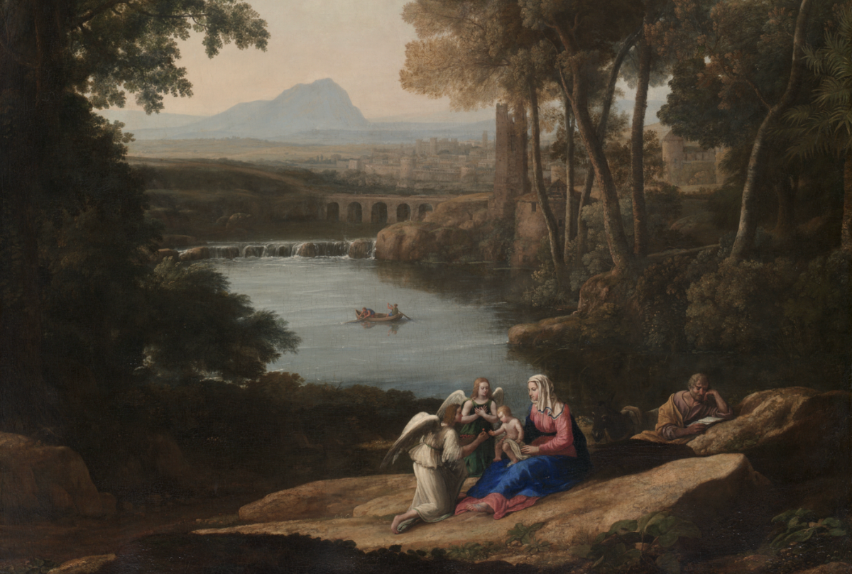 Rest on the Flight into Egypt (early 1640s) by Claude Lorrain - Public Domain Bible Painting