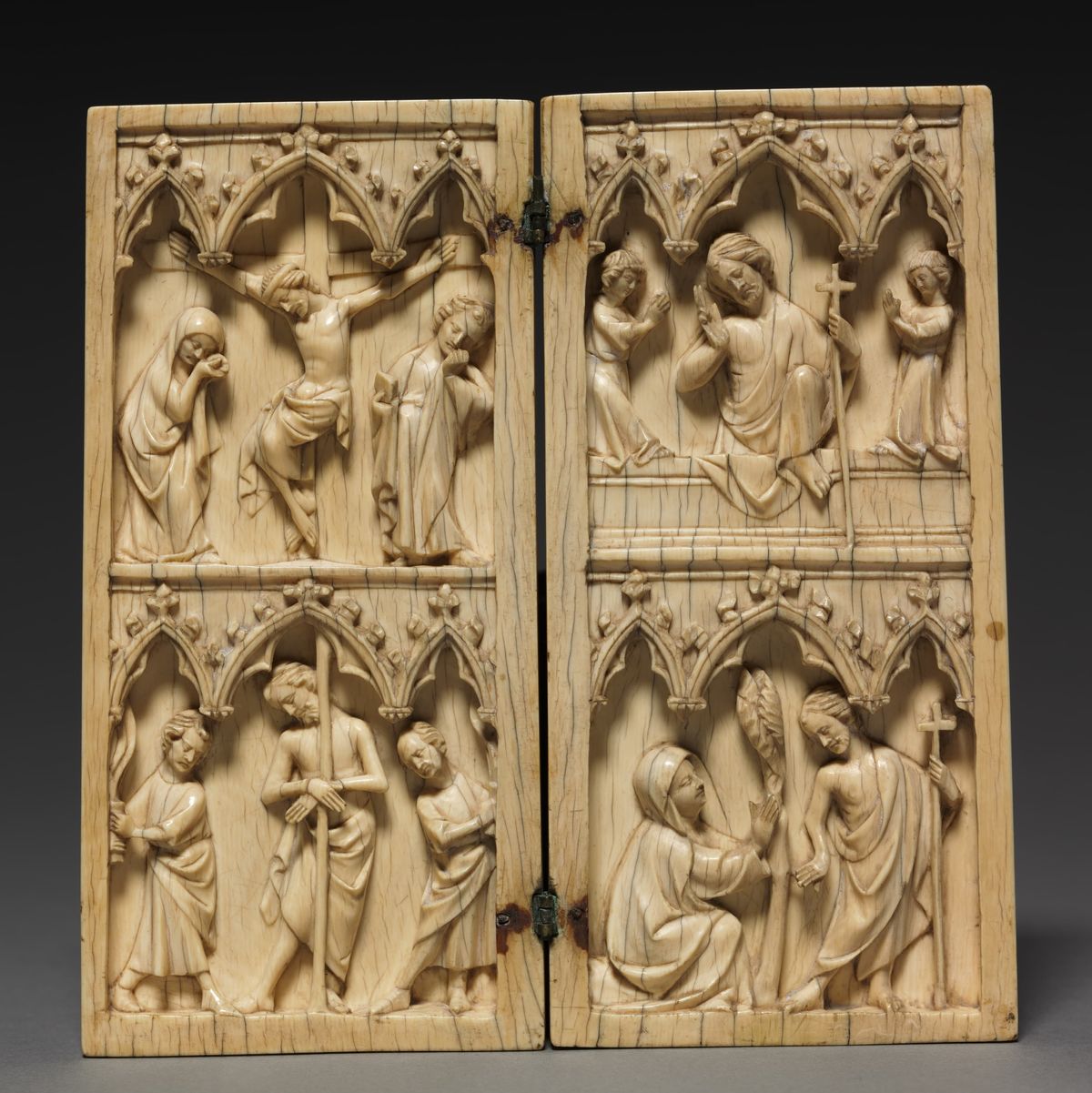 Diptych: Scenes from the Passion and Afterlife of Christ (1330-1350, France) - Catholic Stock Photo