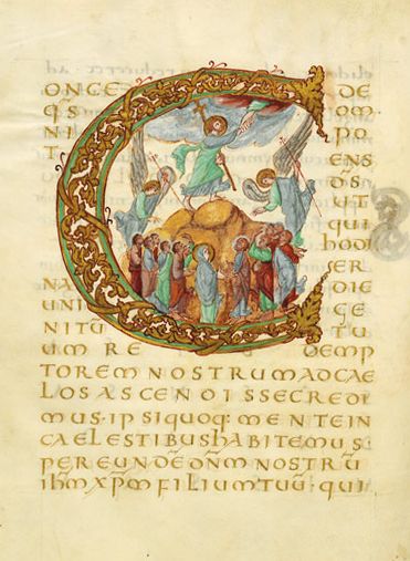 Ascension of Jesus (845–855) from the Drogo Sacramentary - Public Domain Bible Painting