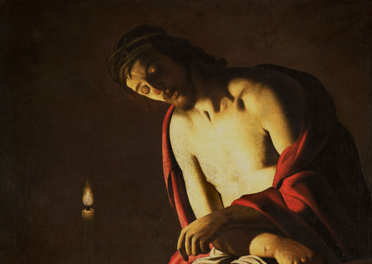 Christ on the Cold Stone (1614) by Gerard van Honthorst - Public Domain Catholic Painting