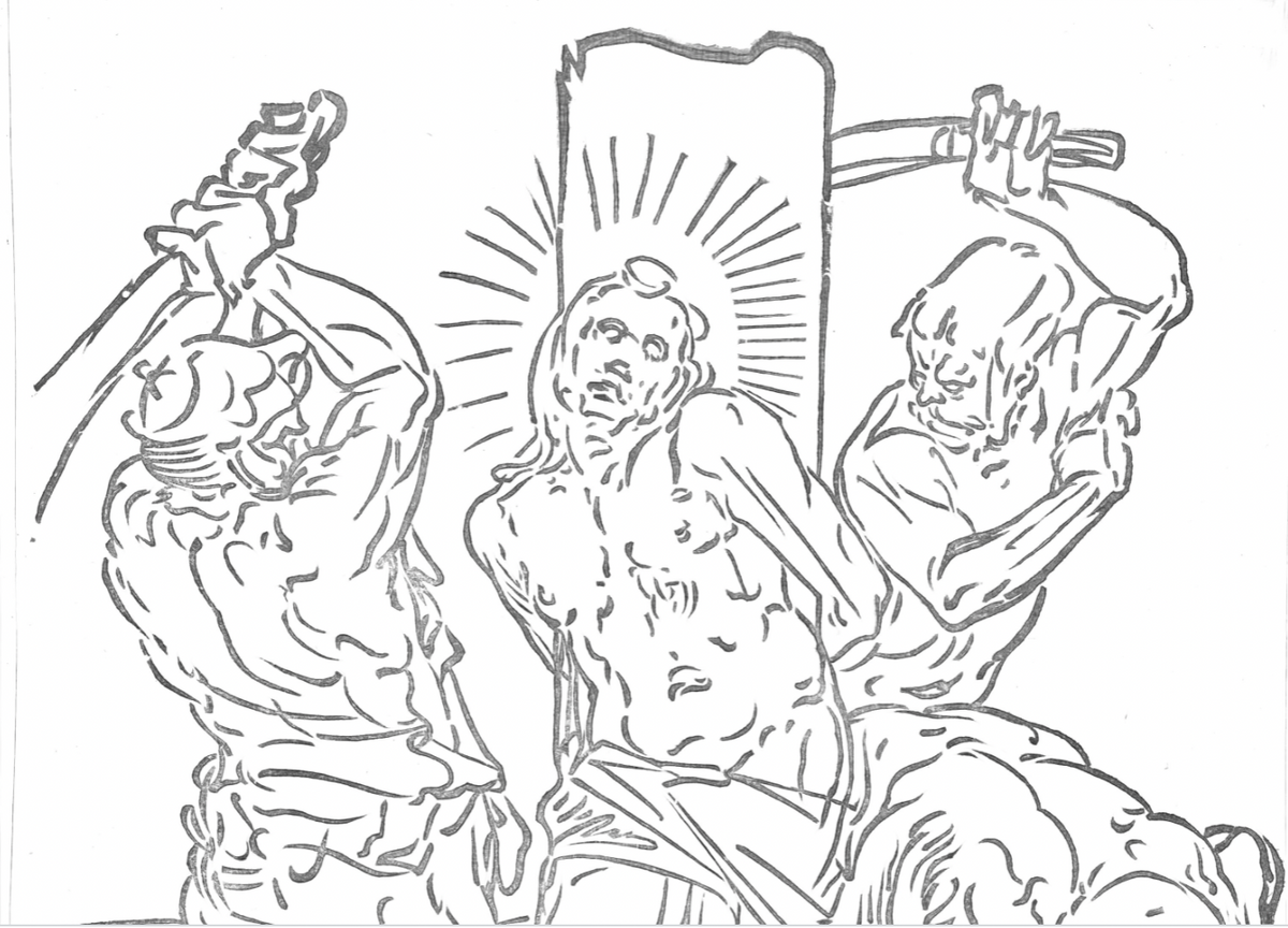 Flagellation of Christ (1537-1585) by Luca Cambiaso - Bible Coloring Page