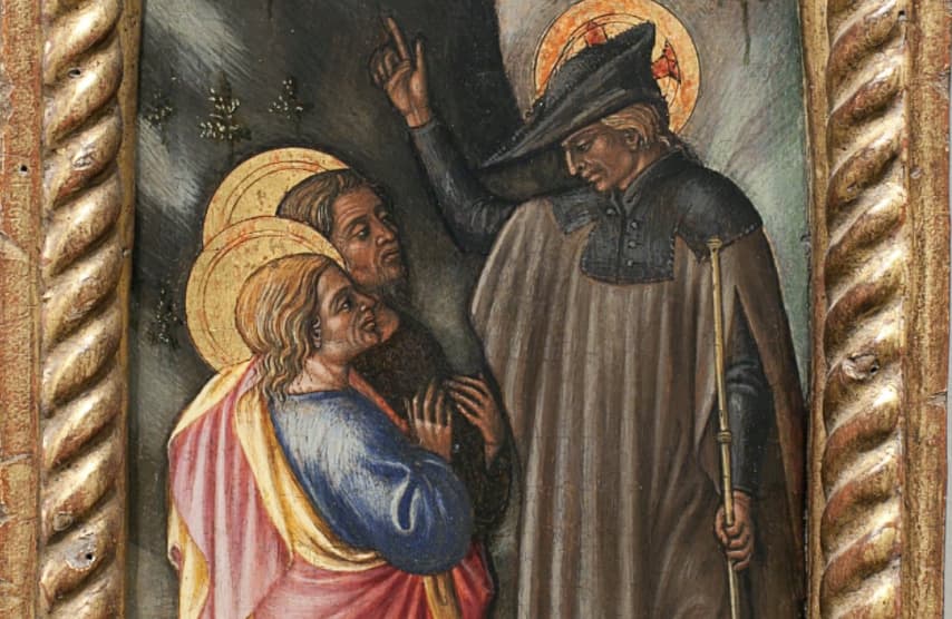 Way to Emmaus (1440) by Bartolomeo di Tommaso - Public Domain Bible Painting