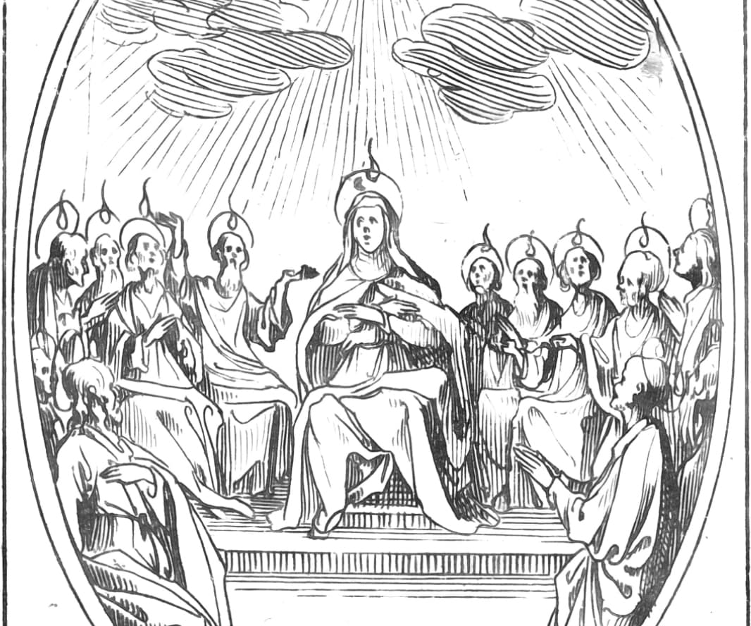 The Pentecost (1632) by Jacques Callot - Bible Coloring Page
