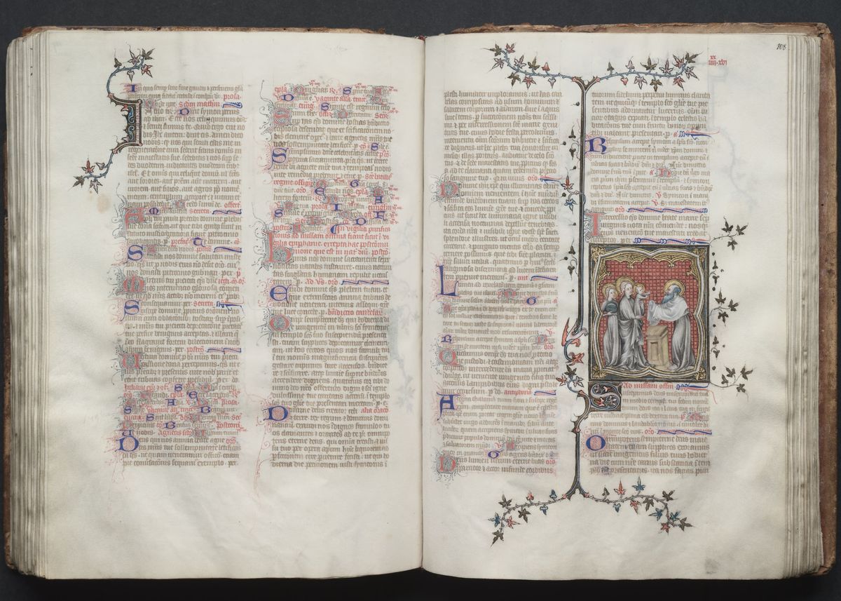 The Gotha Missal: Presentation in the Temple (1375, Paris, France) - Catholic Stock Photo
