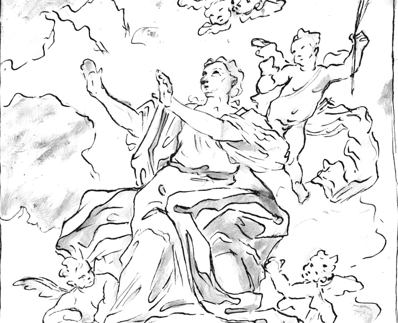 Assumption of the Virgin Mary (1657-1745) by Martino Altomonte - Catholic Coloring Page