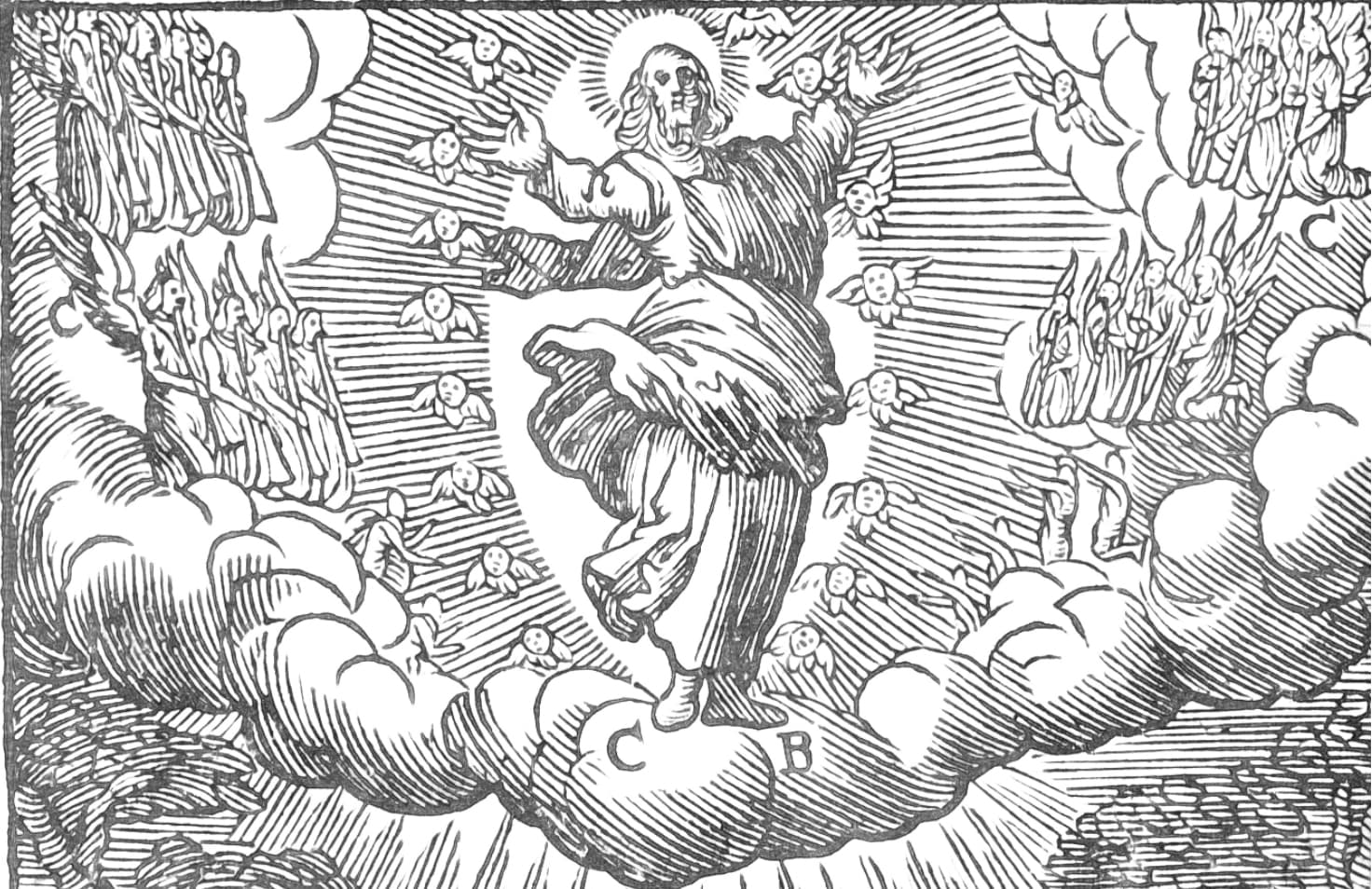 Ascension of Christ (1629) by Christoffel van Sichem II - Bible Coloring Page