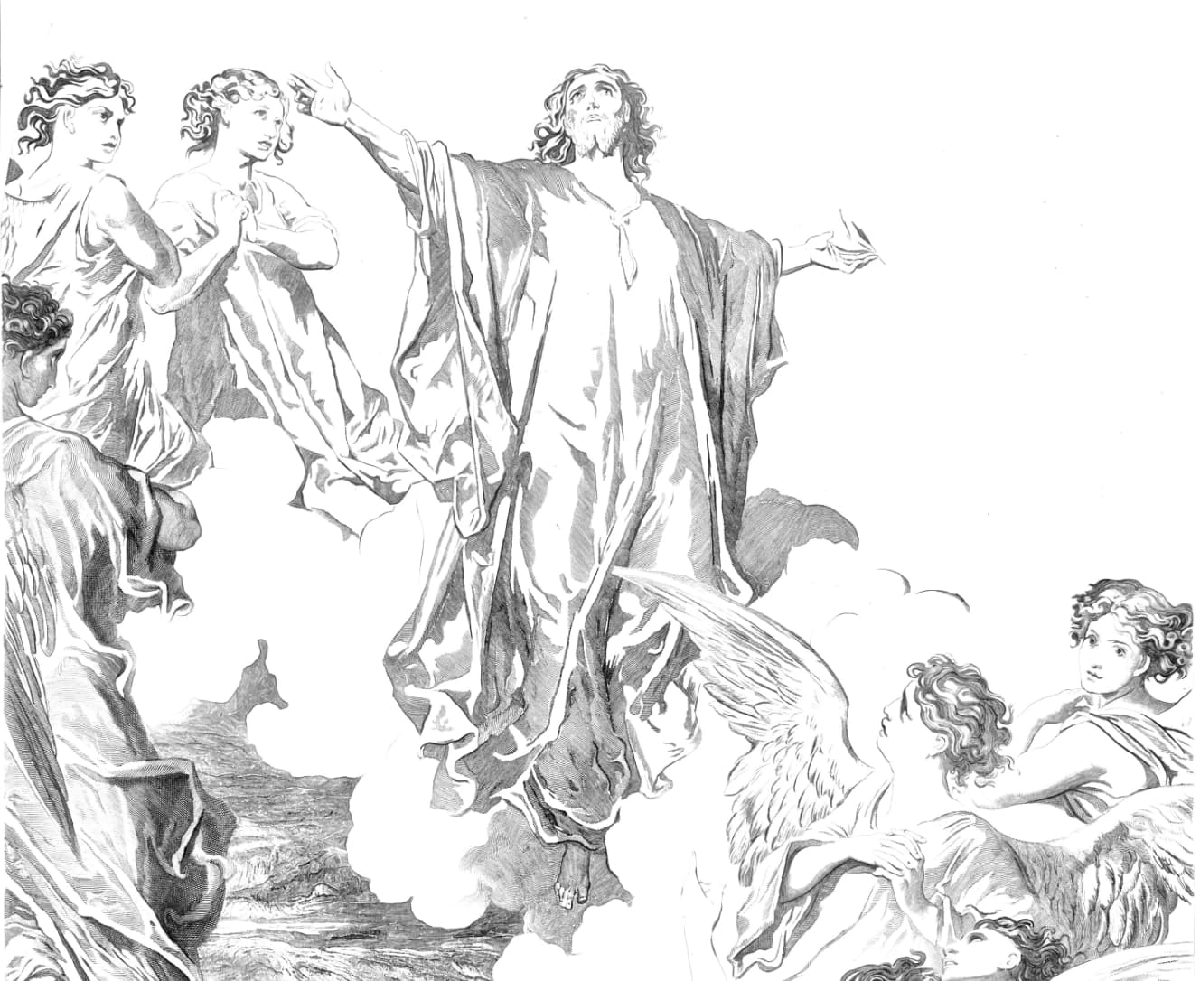 Ascension of Christ (1843-1905) by Gustave Joseph Biot - Bible Coloring Page