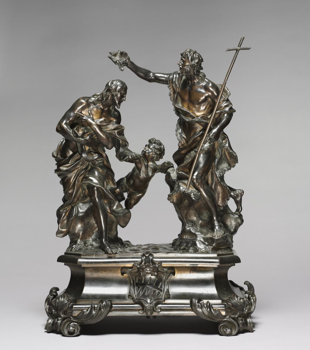 Baptism of Christ Statue (Italy, 17th century) - Catholic Stock Photo