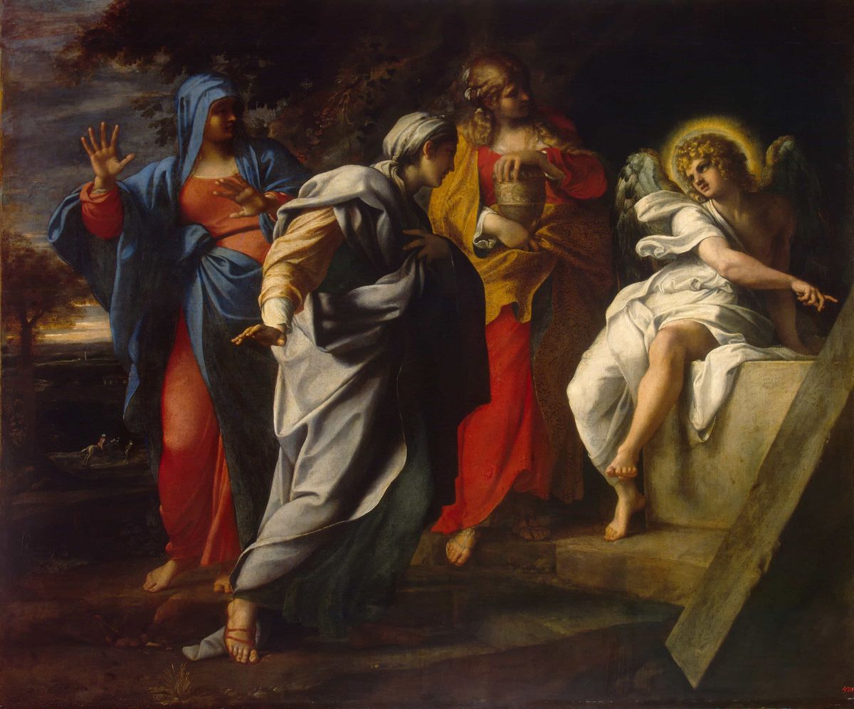 Holy Women at Christ's Tomb (1590s) Annibale Carracci - Public Domain Bible Painting