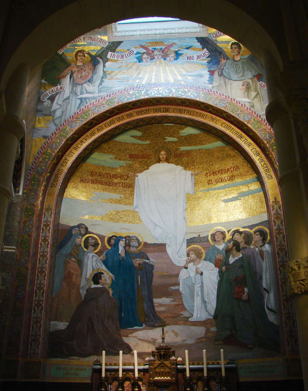 Mosaic of the Ascension in the Rosary Basilica (Lourdes, France) - Catholic Stock Photo