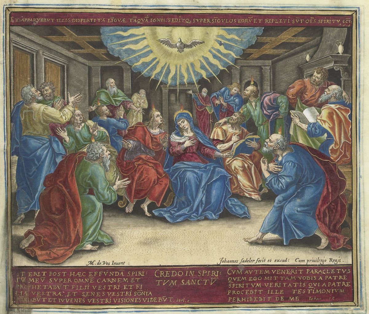 Outpouring of the Holy Spirit (1579) by Johann Sadeler - Public Domain Catholic Painting