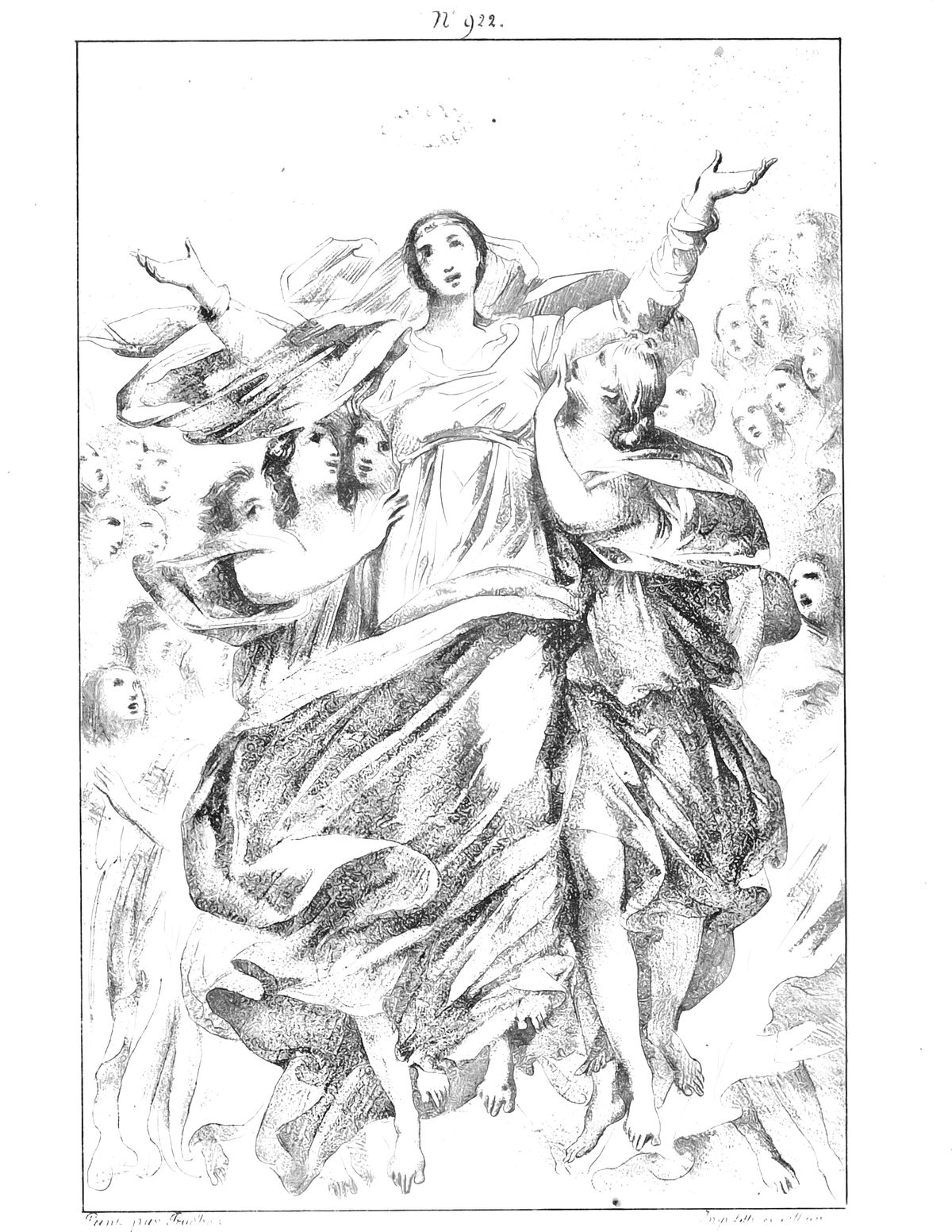 Assumption of Mary (1818-1852) by François Jean Villain - Catholic Coloring Page