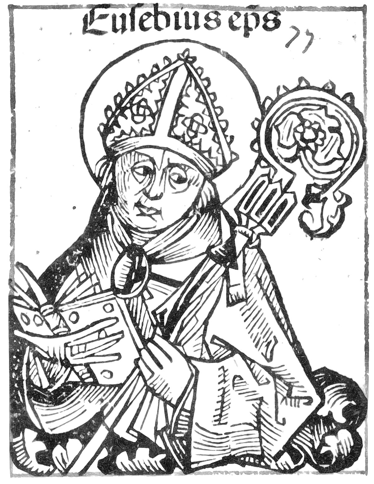 Eusebius of Caesarea (1493) by Michel Wolgemut - Catholic Coloring Page