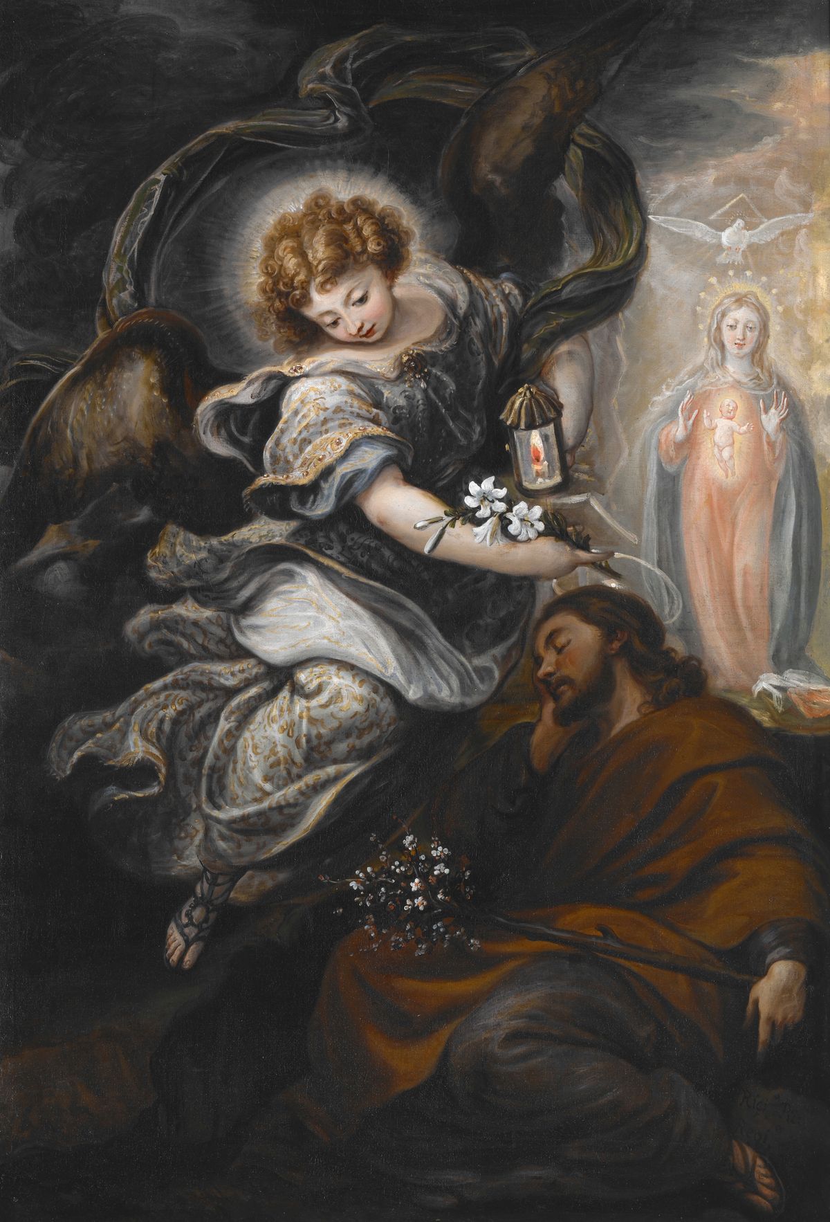The Dream Of St. Joseph (1665) by Francisco Rizi - Public Domain Bible Painting