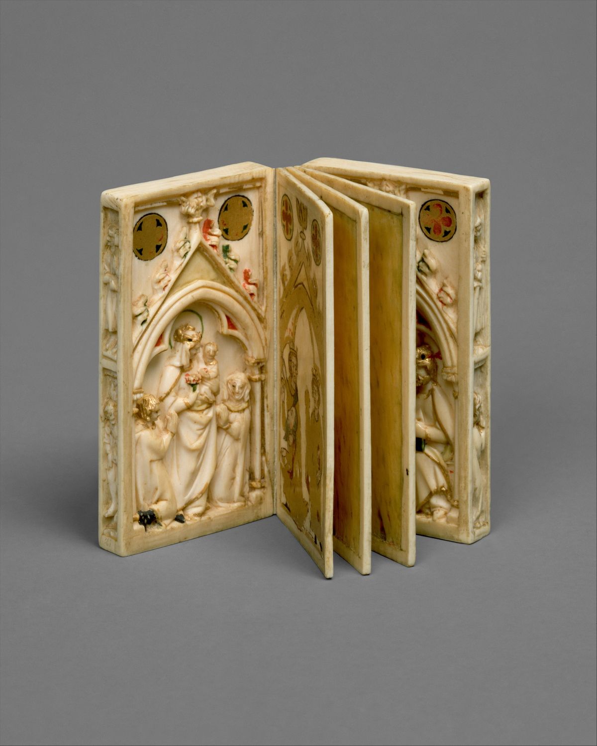 Booklet with Scenes of the Passion (1300 [carving]; 1310–1320 [painting]) - Catholic Stock Photo