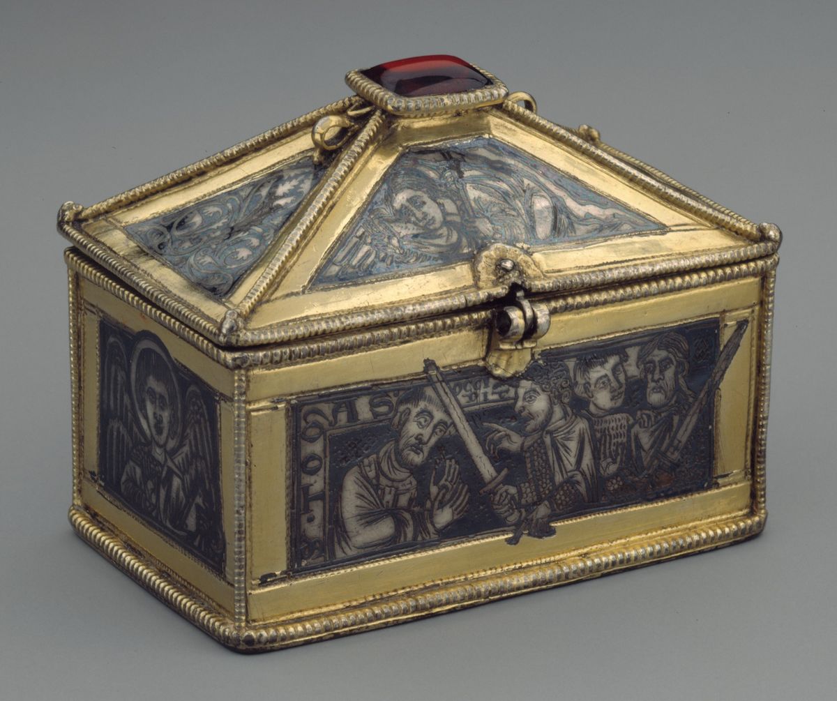 Reliquary Casket with Scenes from the Martyrdom of Saint Thomas Becket (1173–1180, British) - Catholic Stock Photo