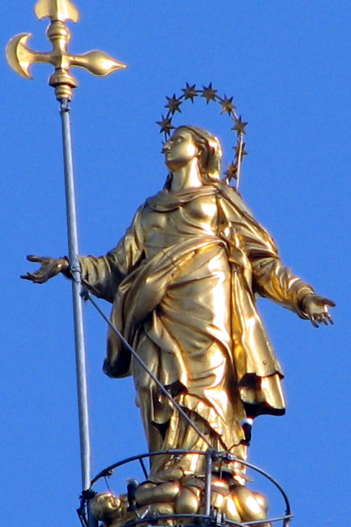 Virgin Mary Statue at Milan Cathedral - Catholic Stock Photo