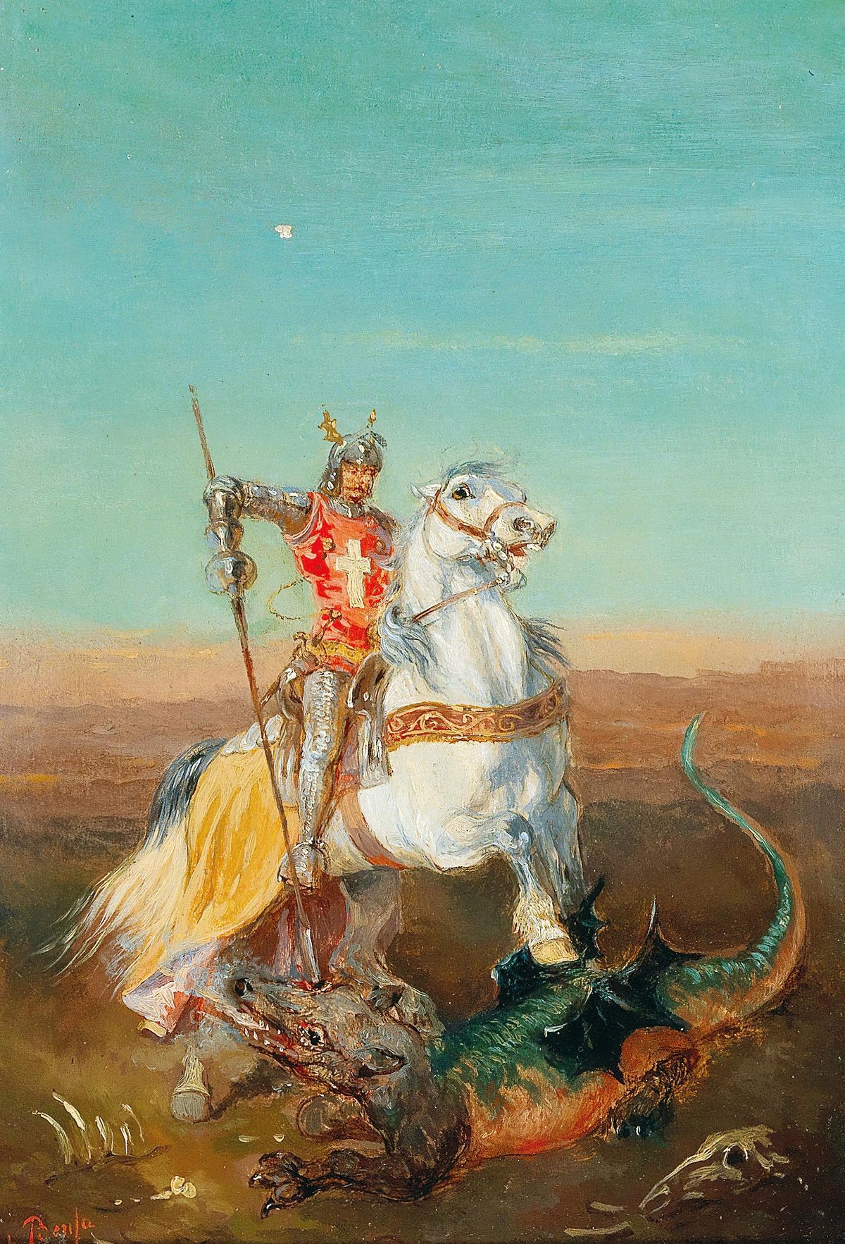 St George And The Dragon (19th Century) by Alexander Von Bensa - Public Domain Catholic Painting