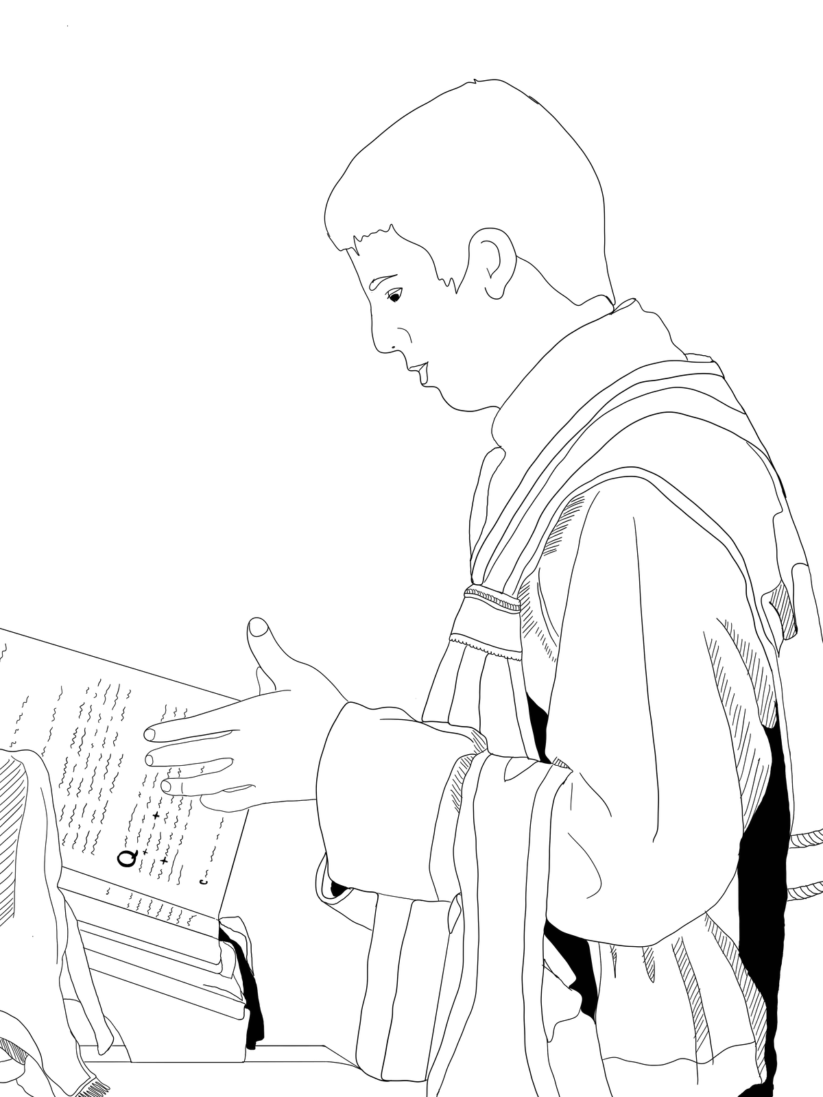 Introit During Latin Mass - Catholic Coloring Page