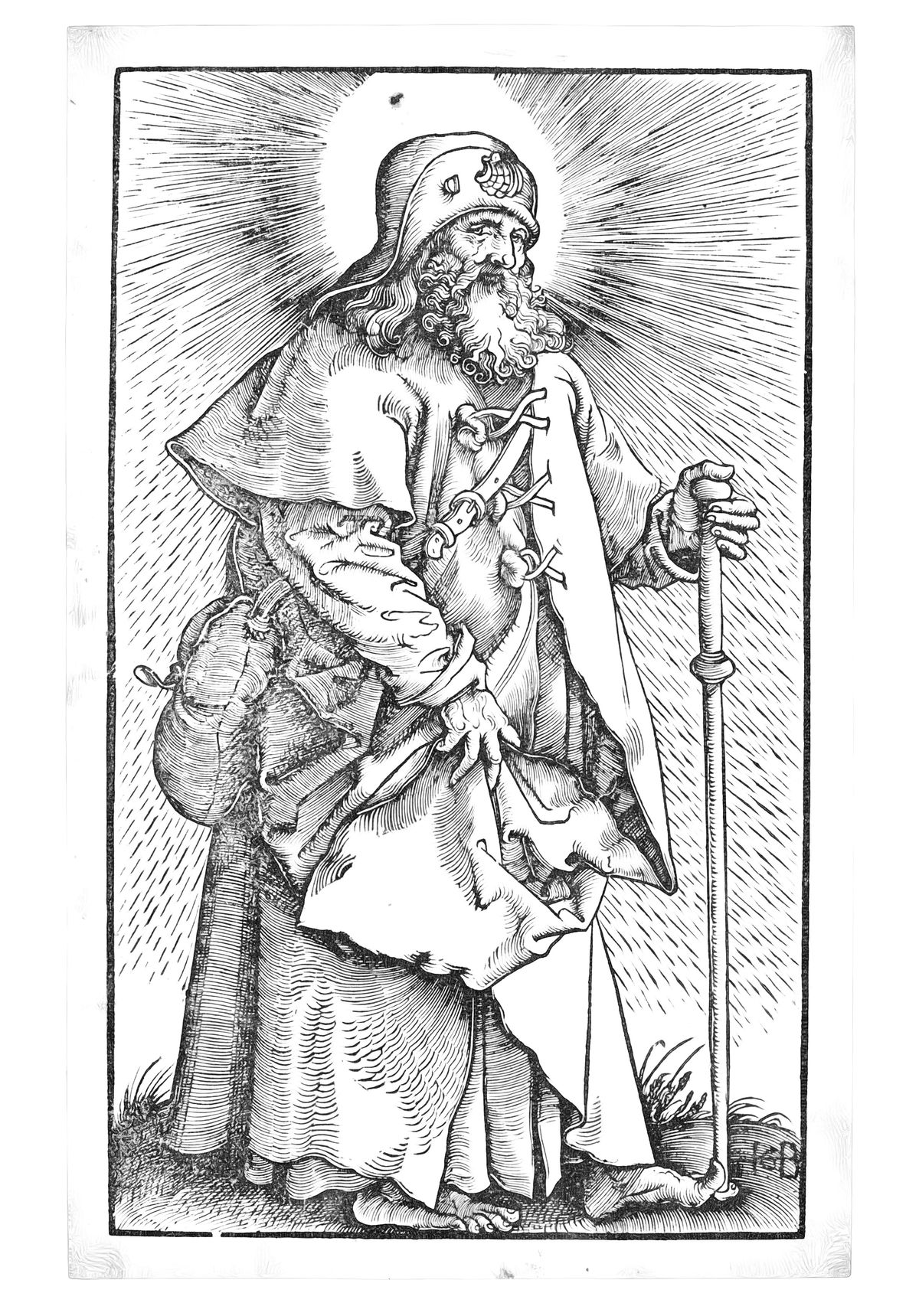 Saint James the Greater, from: Christ and the Apostles (1519) by Hans Baldung Grien - Catholic Coloring Page