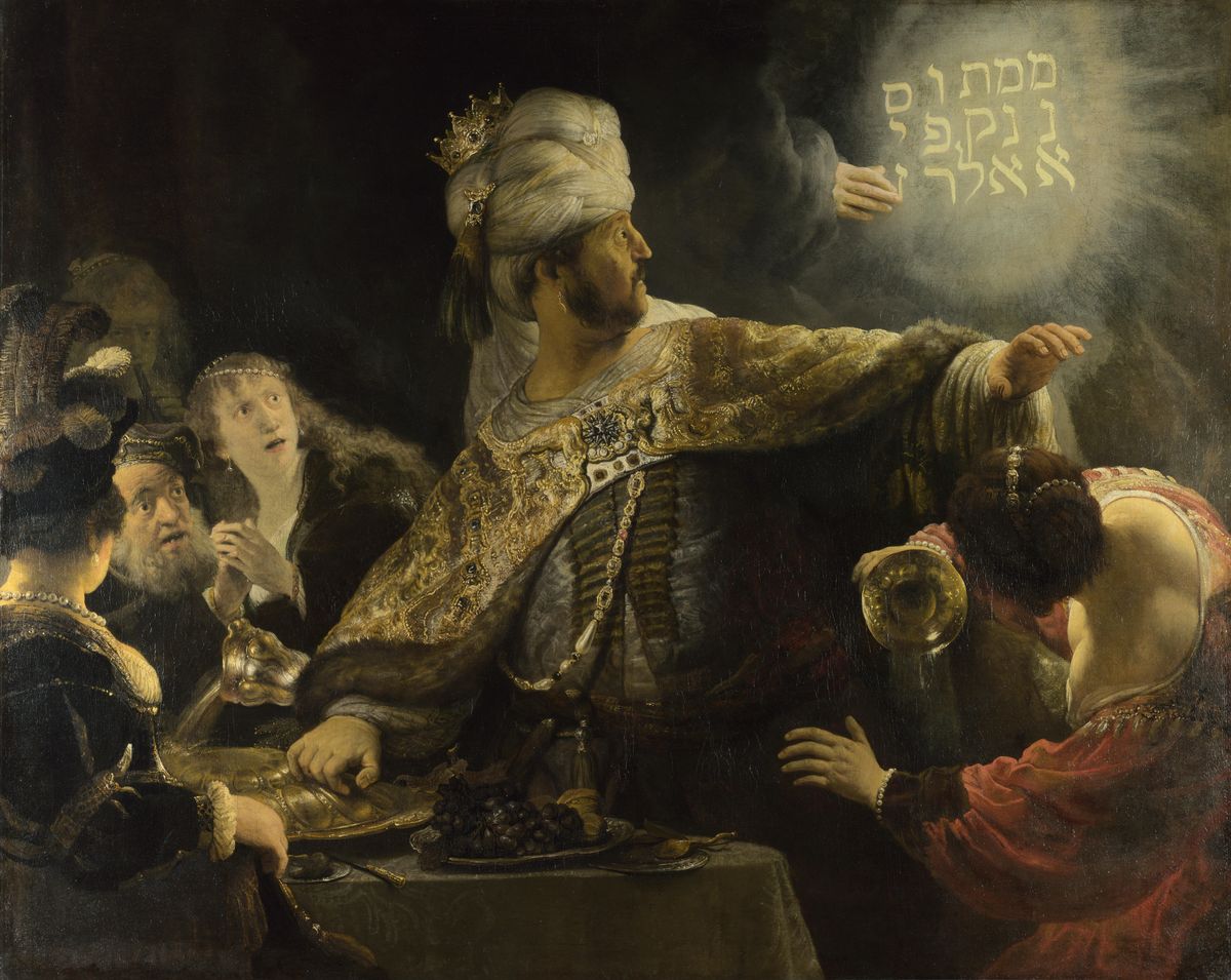 Belshazzar's Feast (1635–1638) by Rembrandt - Public Domain Bible Painting