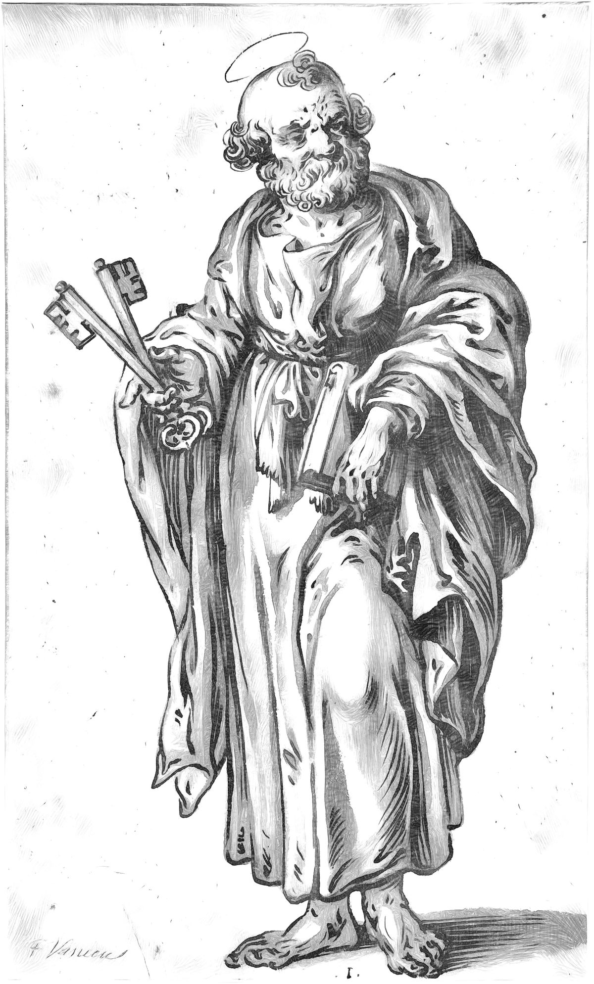 Saint Peter (1610–1669) by Ludolph Büsinck - Catholic Coloring Page