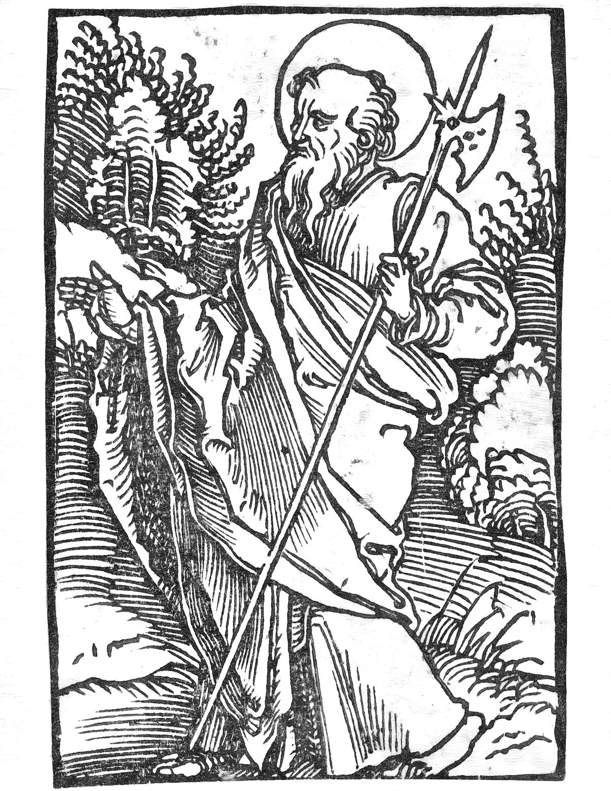 Apostle Matthias (1503) by Circle of Albrecht Dürer - Catholic Coloring Page