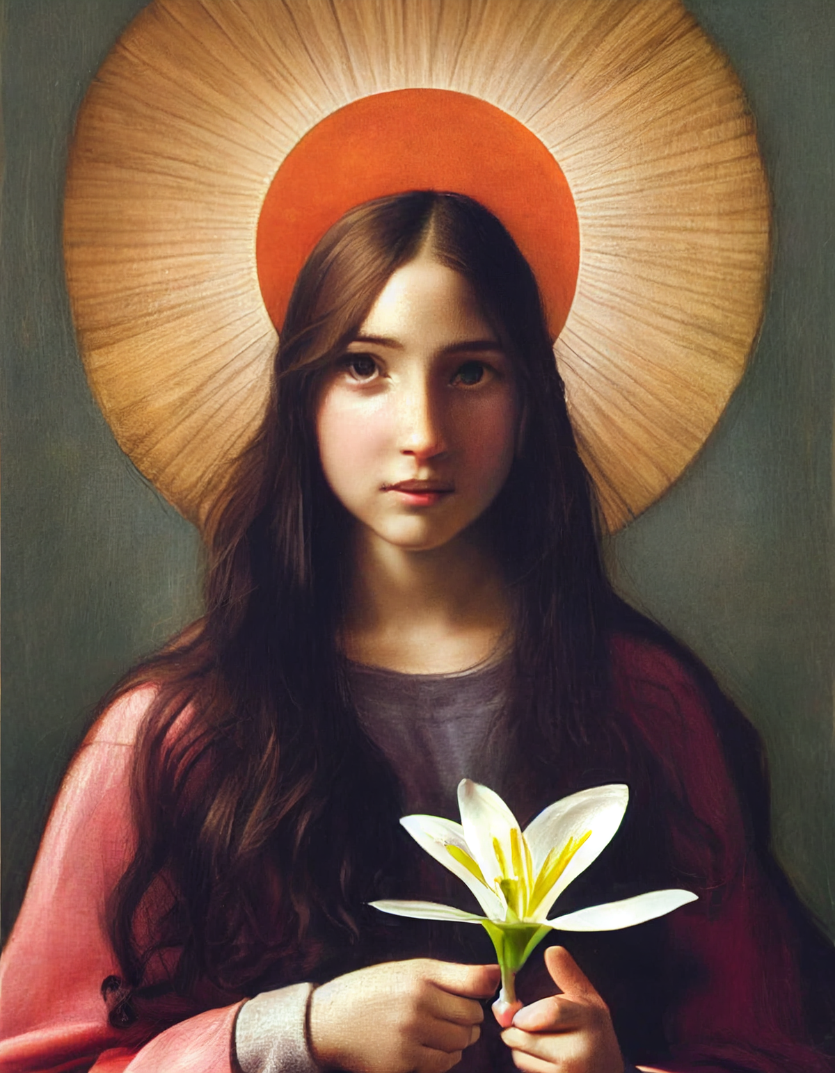 Saint Maria Goretti (2022) by Virginia S. Benedicte - Public Domain Catholic Painting