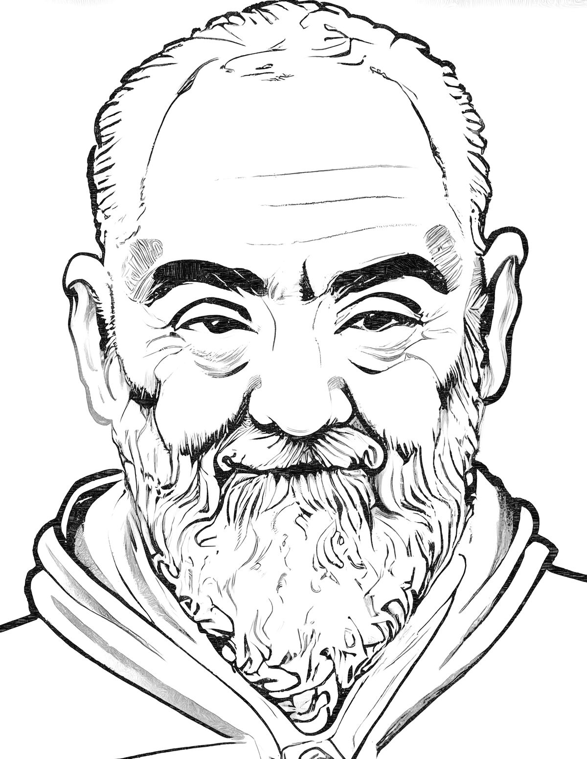 Saint Padre Pio - Catholic Coloring Page