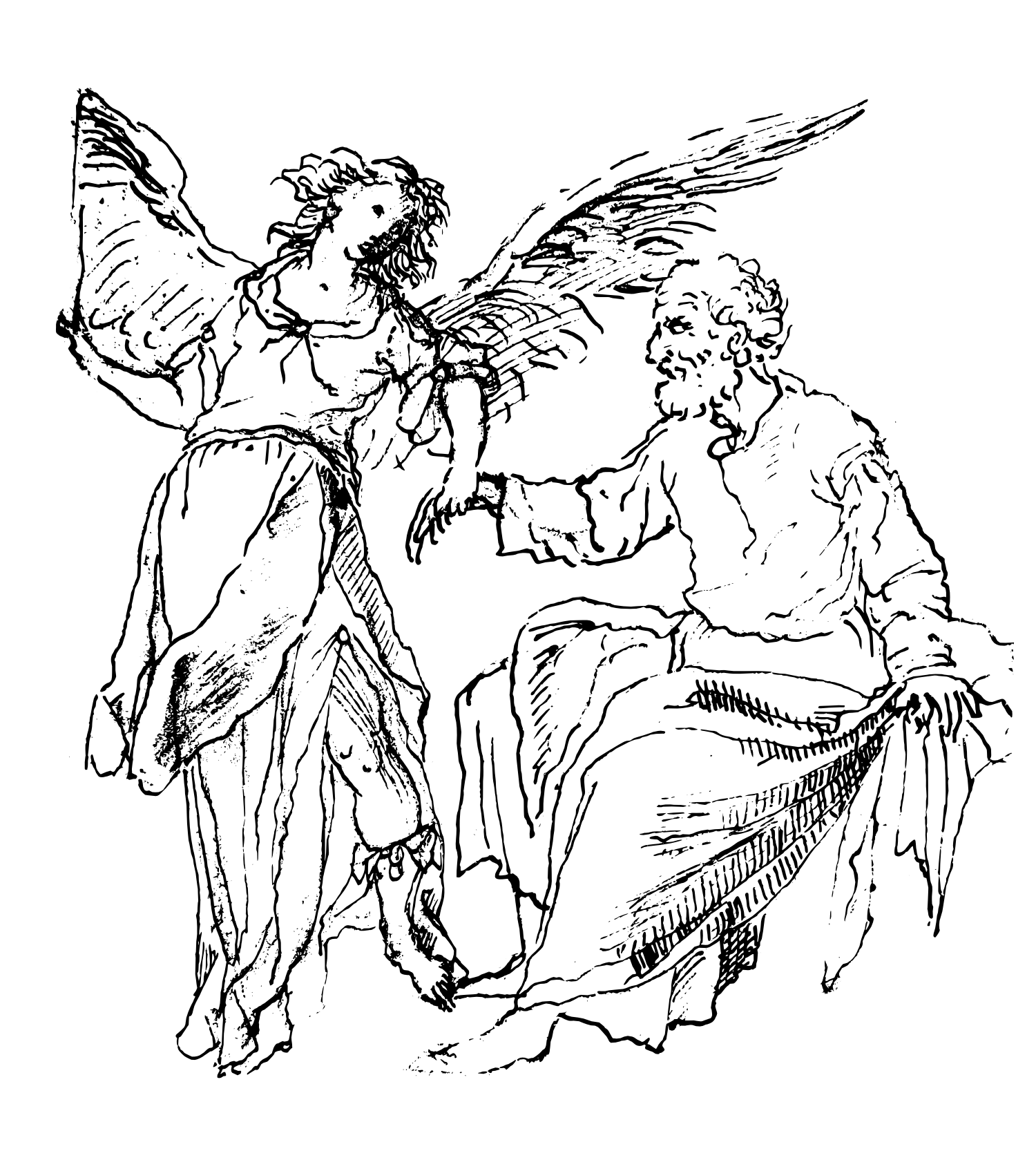 Angel Leading Saint Peter out of Prison (17th Century) - Catholic Coloring Page