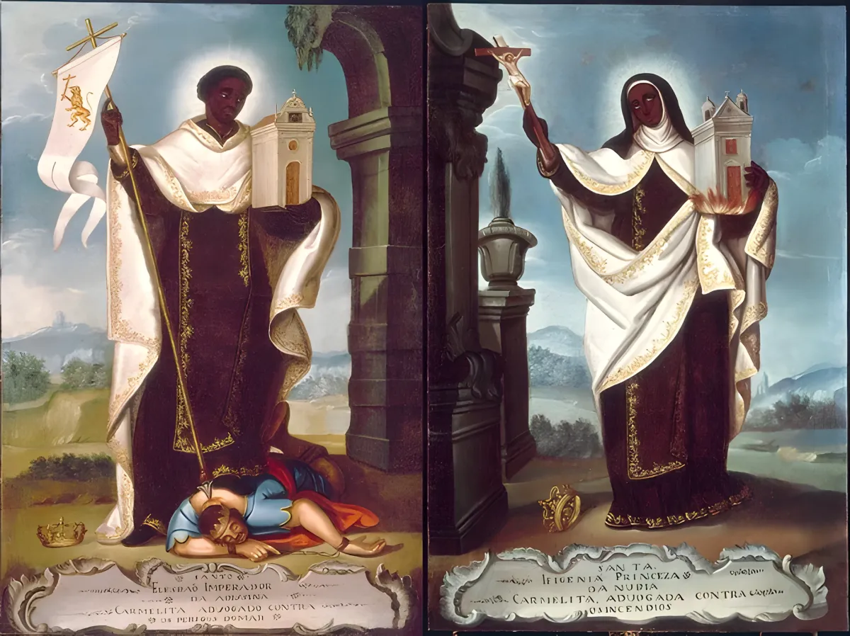 Saints Kaleb of Axum and Ephigenia (18th Century, Brazil) - Public Domain Catholic Painting