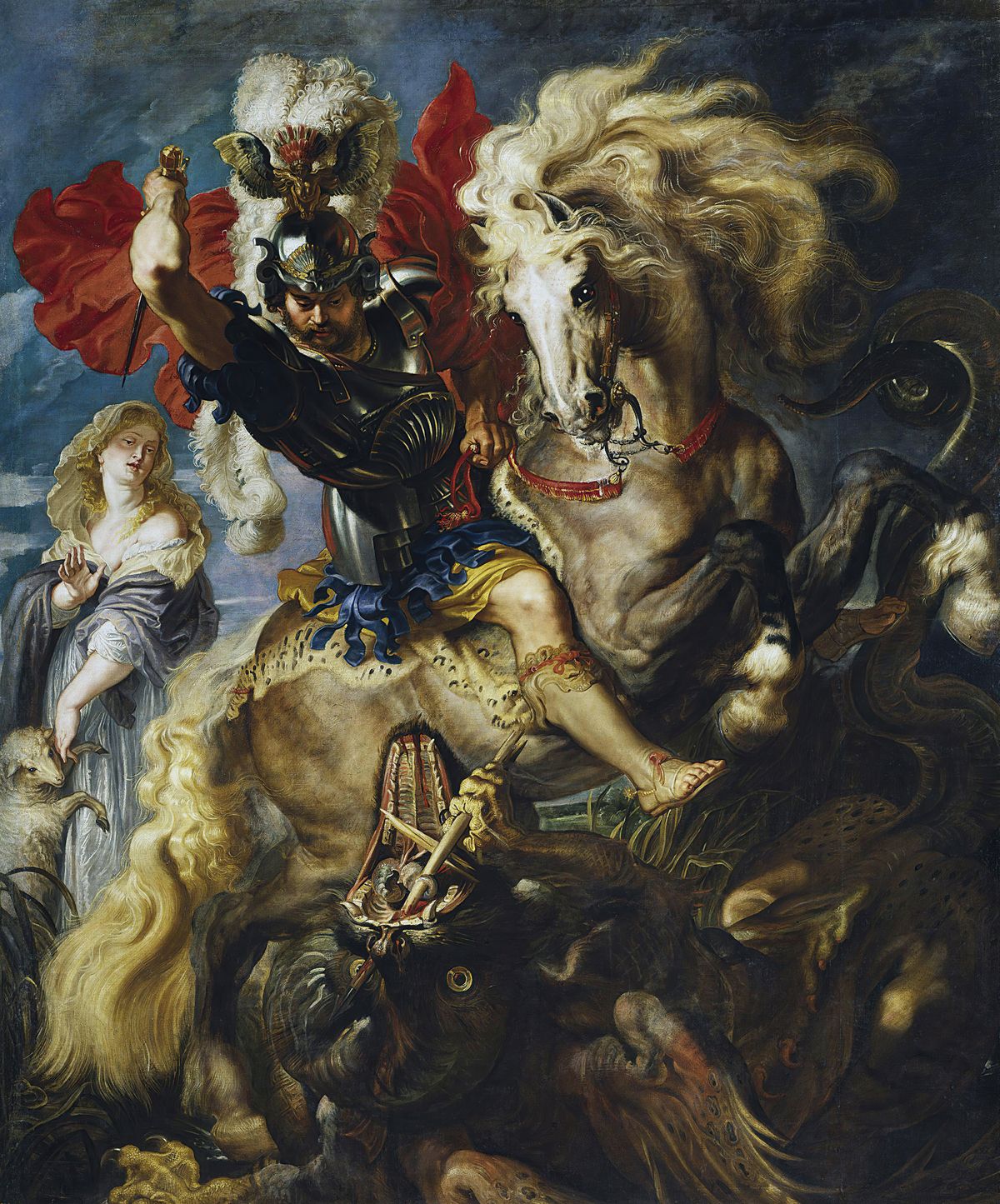St George Battles The Dragon (1606-1608) by Peter Paul Rubens - Public Domain Catholic Painting